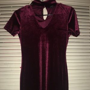 Burgundy dress with choker